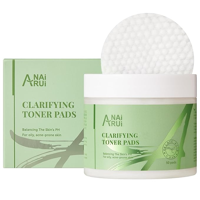 ANAI RUI Clarifying Toner Pads for Face, Face Exfoliating Pad, Balance Skin's PH, Smooths and Refines Skin,with Azelaic Acid &Salicylic Acid 50 Pads