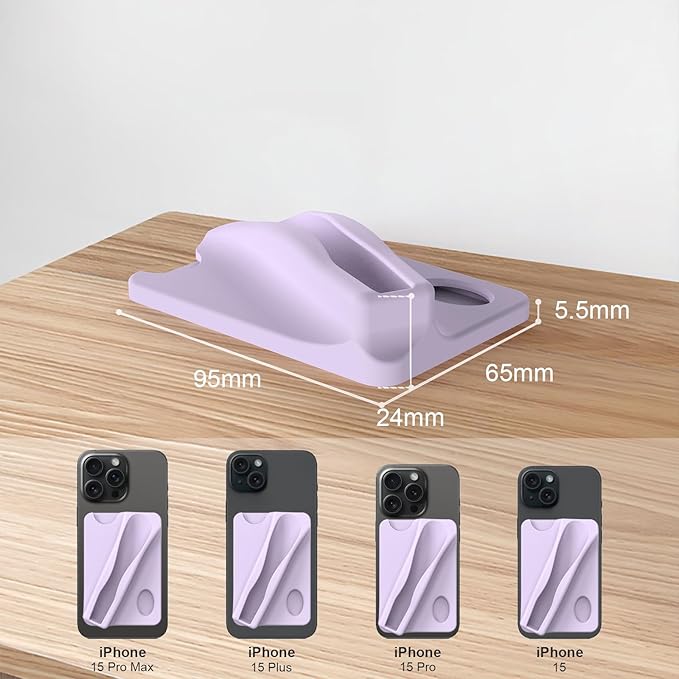 DOB SECHS Large Silicone Lip Holder with Card Holder Compatible with Summer Fridays, Tower 28, Laneige Lipstick Lip Glaze Phone Case Back Stick On Holder for iPhone and Android Smartphones,Purple