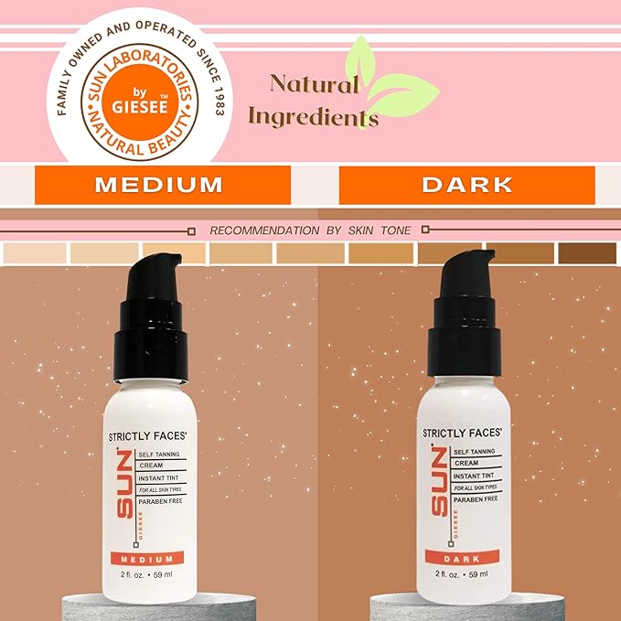 Sun Laboratories By Giesee Face Self Tanner Medium: Facial Self Tanning Lotion, Suntan Lotion and Sun Tanning Lotion for a Perfect Fake Tan