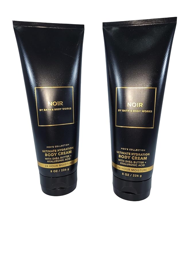 Bath and Body Works Hyaluronic Acid Body Cream For Men 8 Ounce Pack Of 2 (8 Fl Oz (Pack of 2), Noir)