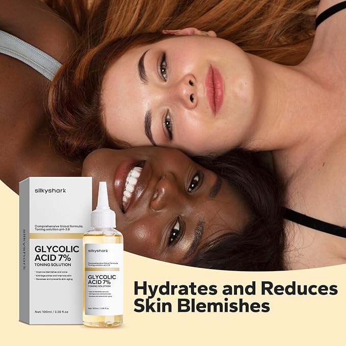 Glycolic Acid 7% Toner (100ml), Gentle Exfoliating Toner, Glycolic Acid 7% Toning Solution for Diminished Dullness, Wrinkle Exfoliating Serum for Face, Hydrates and Reduces Skin Blemishes
