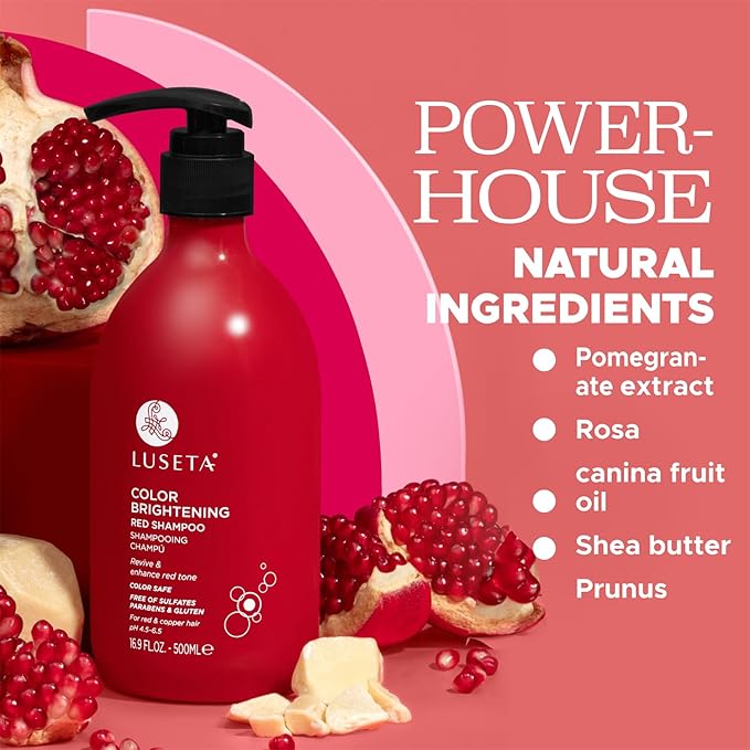 Luseta Color Brightening Red Shampoo for Red Hair, Enhancing Red Hair Shampoo for Color Treated, Color Depositing Shampoo for Copper Hair, Sulfate, Paraben & cruelty free 16.9oz