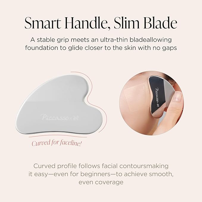 Piccasso Curved Makeup Spatula for Foundation, Stainless Steel Base Makeup Tool with Synthetic Leather Case, Thin Smooth Application for Even Coverage and Natural Skin-Like Finish