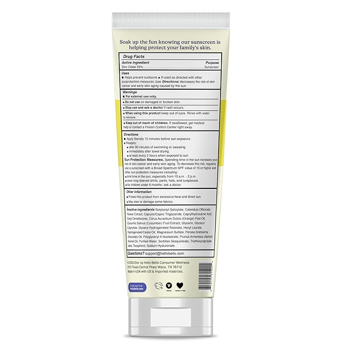 Hello Bello Baby Mineral SPF 50 Sunscreen Lotion with with Broad Spectrum UVA + UVB Protection, Water Resistant and Reef Friendly Sun Protection for Babies and Kids, 3 fl oz (Pack of 1)