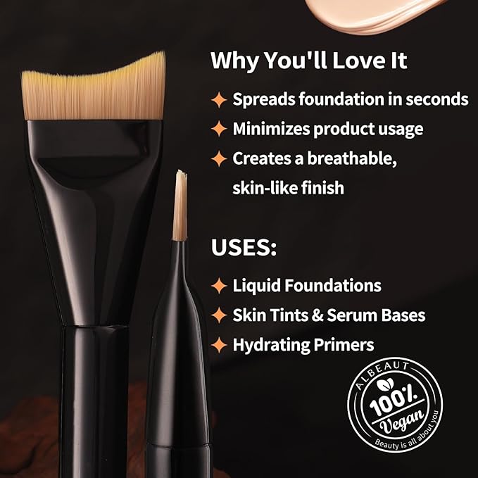 Thin Liquid Foundation Brush, Professional Flat Foundation Brush for Liquid/Cream Makeup with Seamless Application B06