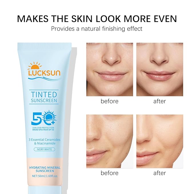 Tinted Sunscreen for Face, SPF 50 2 Pack - Face Sunscreen Lotion,UV Defense, Moisturizing, Travel Size, Light (50ML)
