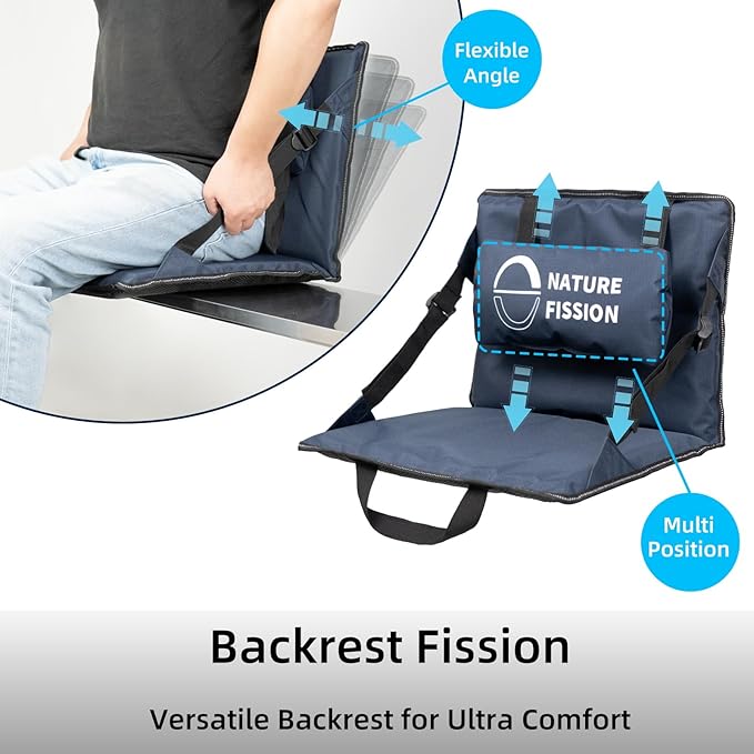 Stadium Seat with Back and Lumbar Support and Padded Cushion Foldable and Portable Perfect for Bleacher Chair in Sports Events and Camping Lawn Use