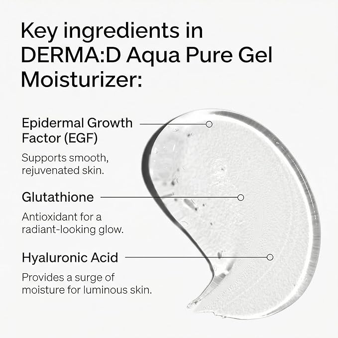 Oil-Free Water Gel Moisturizer for Oily & Sensitive Skin – Lightweight Korean Hydrating Gel with Hyaluronic Acid & Glutathione, Fast Absorbing & Non-Greasy, 3.38 fl.oz