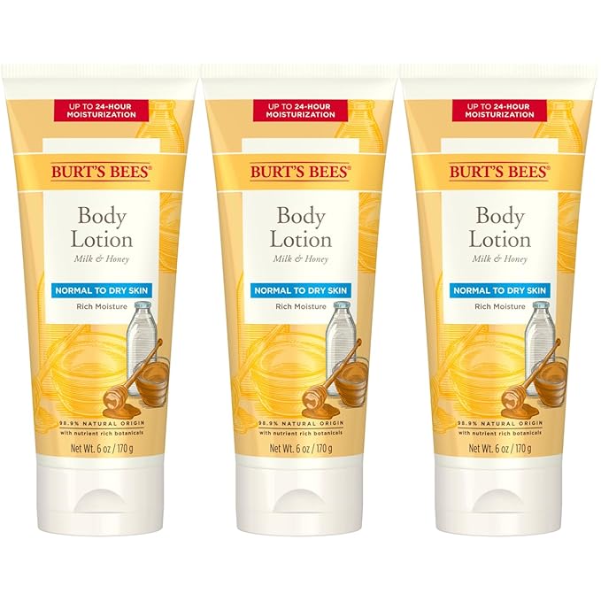 Burts Bees Body Lotion for Normal to Dry Skin with Milk & Honey, 6 Oz (Package May Vary)