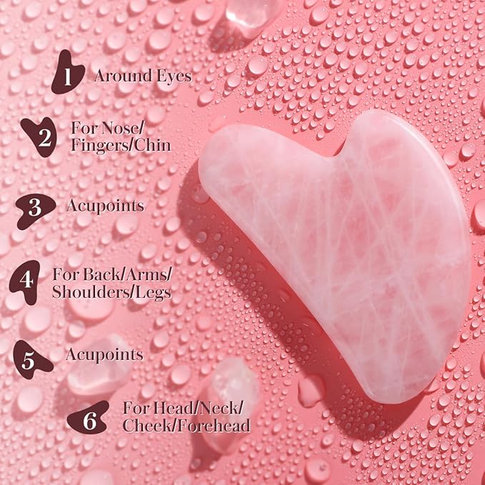 Rosenice Gua Sha Facial Tool: 2 Pcs Jade GuaSha Stone Massager for Women Face Sculpting, Puffiness Reduction, Jawline Definition