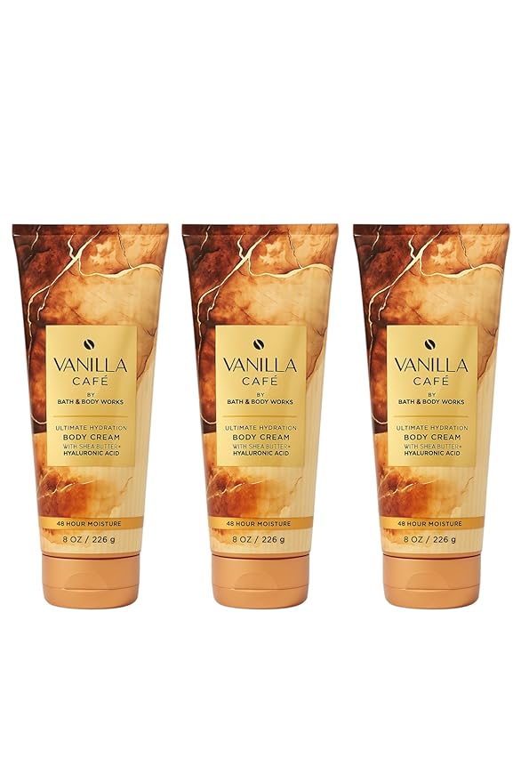 Bath & Body Works Vanilla Café Ultimate Hydration Body Cream – 3 Pack, 8 oz Each | Shea Butter, Cocoa Butter & Hyaluronic Acid