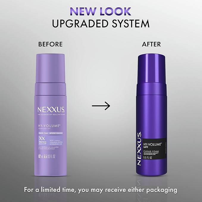 Nexxus Hy-Volume Cloud Foam Hair Foam for Lift and Volume For Flat & Limp Hair Hair Styling Foam Powered by Magnitube Volumizer Technology with Hyaluronic Acid 5.5 fl oz