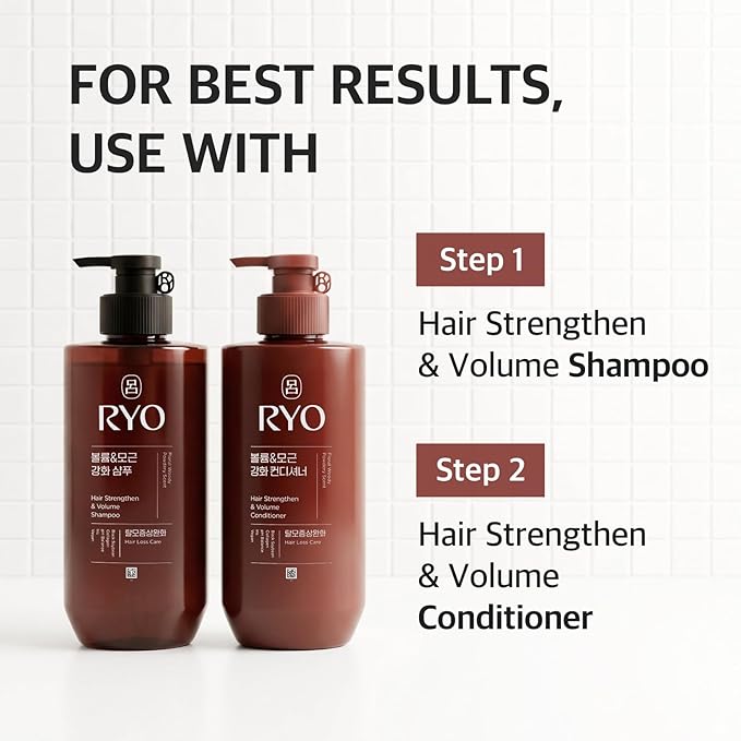 RYO Strengthen & Volume Shampoo with Korean Ginseng & Caffeine - Volumizing and Revitalizing for Fine Hair, Anti Loss Care, Strengthening hair roots, 16 Fl Oz.