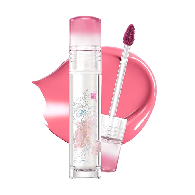 CLIO Crystal Glam Tint Korean Royal Heritage Edition, Glossy Lip Tint with Glass-Like Shine, Lightweight Buildable Lip Stain, Long-Lasting Color, Non-Sticky, Korean Lip Tint (032 FLUFFY GARDEN PINK)