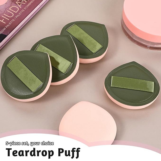 5 PCS Foundation Sponge, Powder Puff, Korean Makeup Sponge, Cushion Puff for Foundation and Powder, Fluffy Teardrop Latex Foundation Applicator for Liquid Cream Powder