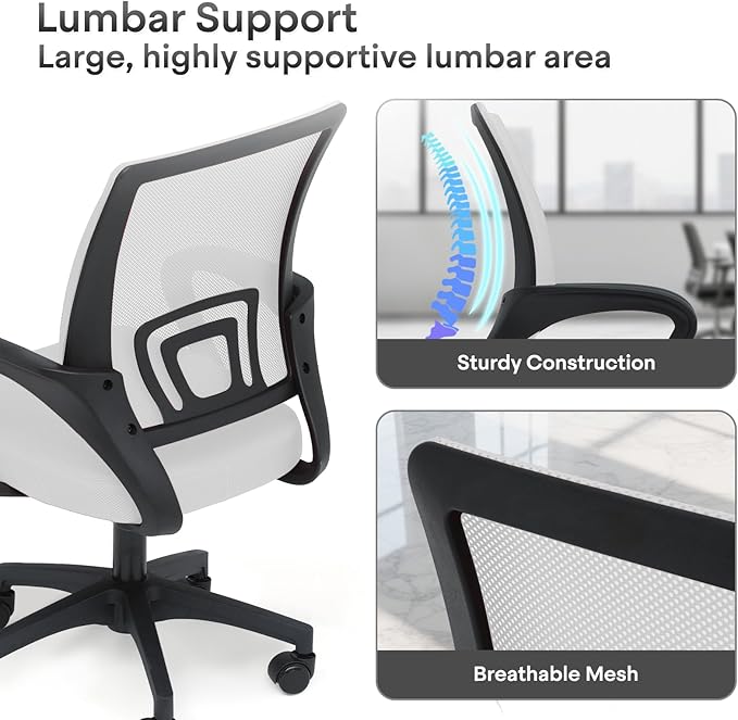 Ergonomic Office Chair 24P - 330Lbs, Breathable Mesh Computer Desk Chair with Lumbar Support & Armrest, Rolling Swivel Adjustable Tilt Lock for Home Office/Gaming, Bedroom Study