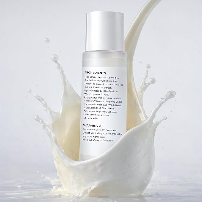 VALITIC Rice Toner - 75 Rice Extract Milky Toner for Face with Niacinamide, Heartleaf, Witch Hazel and Chamomile Essence - Facial Glass Skin Hydrating Skin Care - 200 ml, 6.76 fl oz