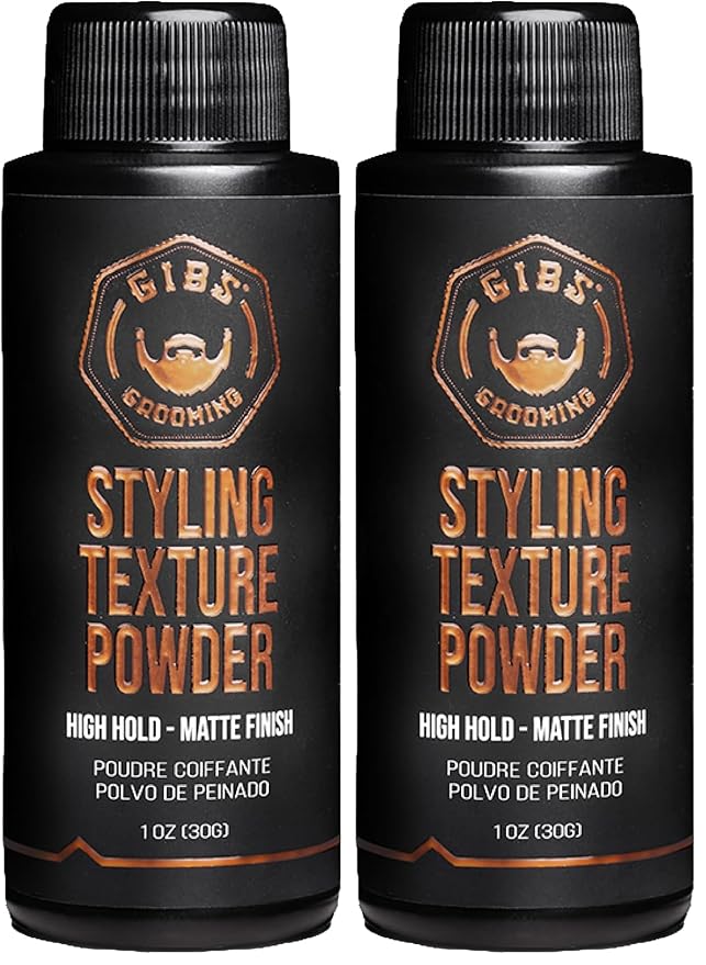 GIBS Grooming-Styling Texture Powder for Men and Women-High Hold-Matte Finish-All Hair Types-Texture,Volume,Grip-Silica-Sandalwood-Hair Styling Products-Travel Size-1 oz (30g),(Pack of 2)
