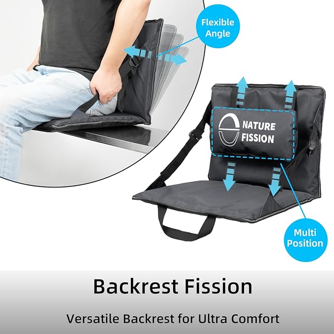 Stadium Seat with Back and Lumbar Support and Padded Cushion Foldable and Portable Perfect for Bleacher Chair in Sports Events and Camping Lawn Use