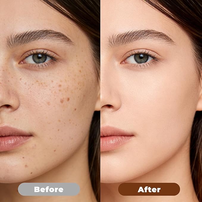 korean foundation stick with color-changing tone matching formula - lightweight cream foundation for natural finish, waterproof long-lasting face makeup with brush for all skin types (dark skin tone)