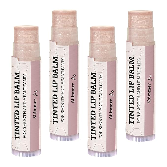 Earth's Daughter Tinted Lip Balm Shimmer 4 Pack, Beeswax, Coconut Oil, Cocoa Butter, Vitamin E, Moisturize and Beautify, Paraben Free