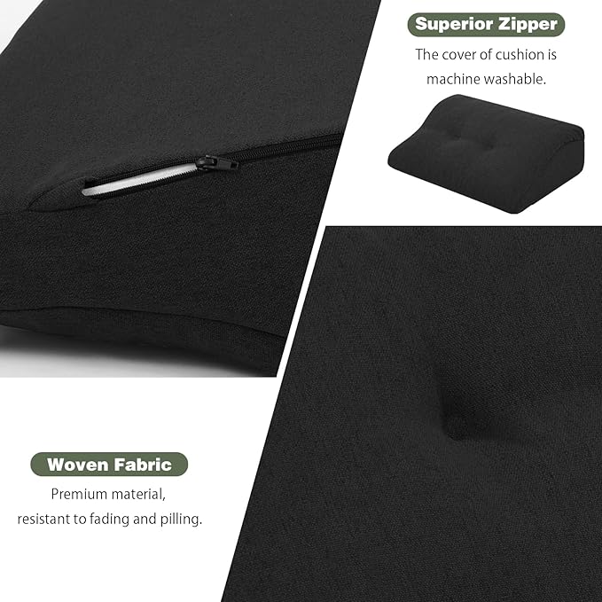 baibu Lumbar Support Pillow for Recliner, Large Memory Foam Dual-Layer Patent Design Back Support Cushion for Sofa & Gaming Chair, Ergonomic Lumbar Pillow with Machine Washable Cover, Black