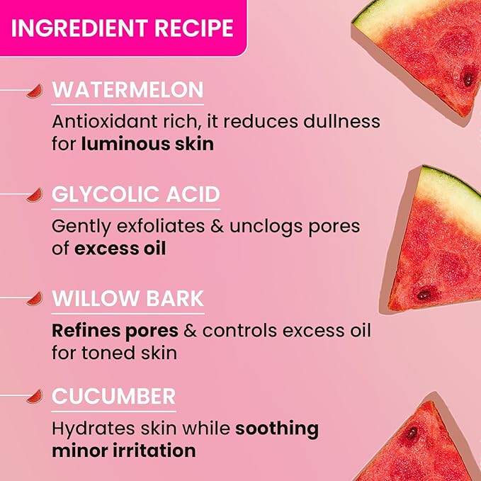 DOTT & Keyy Watermelon SuperGlow Glycolic Toner, Pore Tightening, Alcohol Free, for All Skin Types, 150 ml
