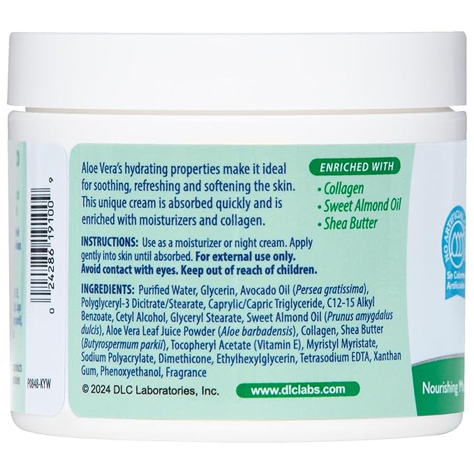 De La Cruz Aloe Vera Face Moisturizer - Natural Aloe Cream for Face, Hands and Body, 4oz