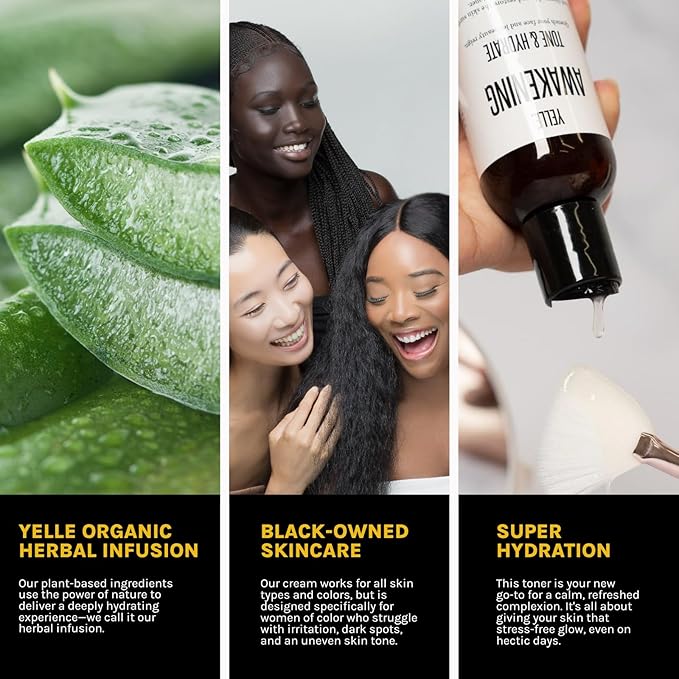 Yelle. Skincare – Awakening Tone & Hydrate Toner – Facial Toner with Rosehip Oil, Hyaluronic Acid, and Organic Herbal Infusion® – Refreshes and Balances Skin – 4oz Bottle