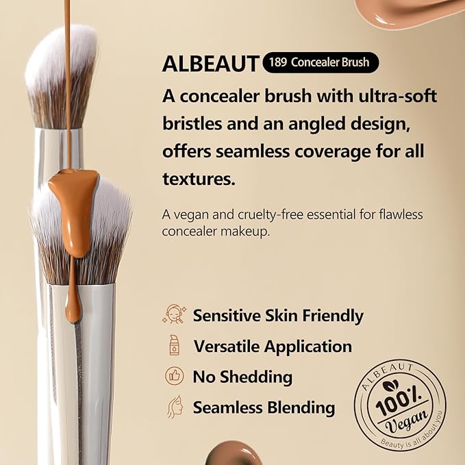 Concealer Brush, Angled Brightening Concealer Makeup Brush Under Eye Blending Brush Kitten Paw (189 concealer)
