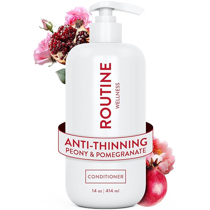 Routine Wellness Anti-Thinning Deep Conditioner for Thinning Hair to Reduce Breakage - CLINICALLY TESTED Formula with DHT Blockers Saw Palmetto, Nettle Oil - Peony & Pomegranate Conditioner