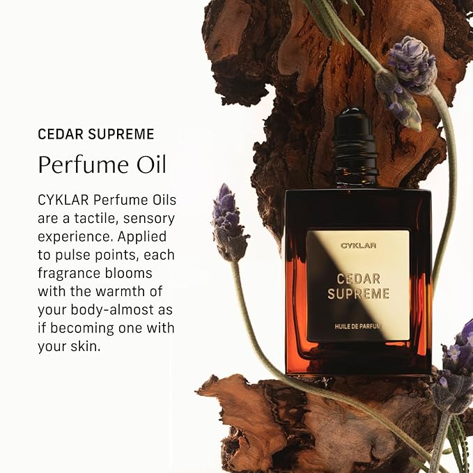 CYKLAR Perfume Oil for Skin – Cedar Supreme Scent – Crisp, Aromatic & Warm Perfume Fragrance with Bergamot, Lavender & Cedarwood Notes – 30ml