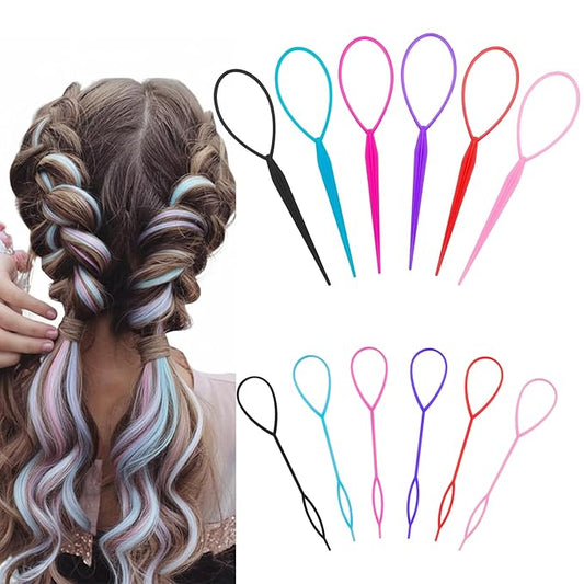 24PCS Multi-Color Topsy Tail Hair Tool - Large & Small 2 Sizes Hair Loop Styling Tool Set Hairs Pull Through Tools, French Braids, Ponytails, Hair Pull Through Tool for Women and Girls