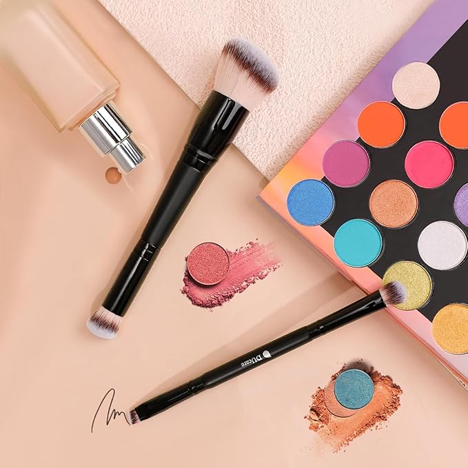 DUcare 2-in-1 Foundation Brush Concealer Brush Makeup Brushes Dual-ended Face Eyebrow Eyeshadow Brush for Liquid, Powder, Buffing, Blending, Contouring Foundation Make Up Brushes