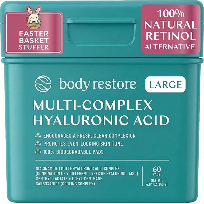 Body Restore Niacinamide Cooling Jelly Toner Pads (60 Count) – Korean Cica Toner Pads with 7 Types of Hyaluronic Acid & Adenosine – Hydrating, Pore Care, Cooling Face Pads – Made in Korea