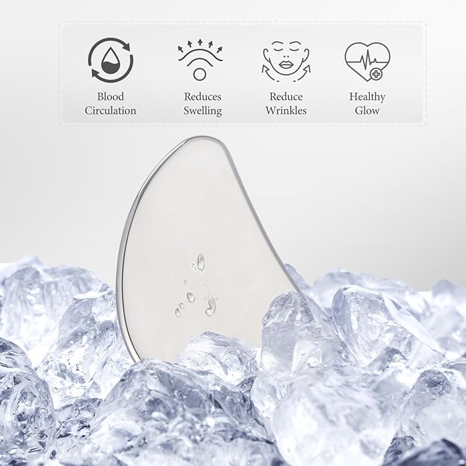 Gua Sha Facial Tools Metal Gua Sha for Face Body Jawline Shaper, Double Chin Reducer, Stainless Steel Guasha Face Sculpting Tool, Puffiness Reducing & Lymphatic Drainage Massager – Skincare Gift
