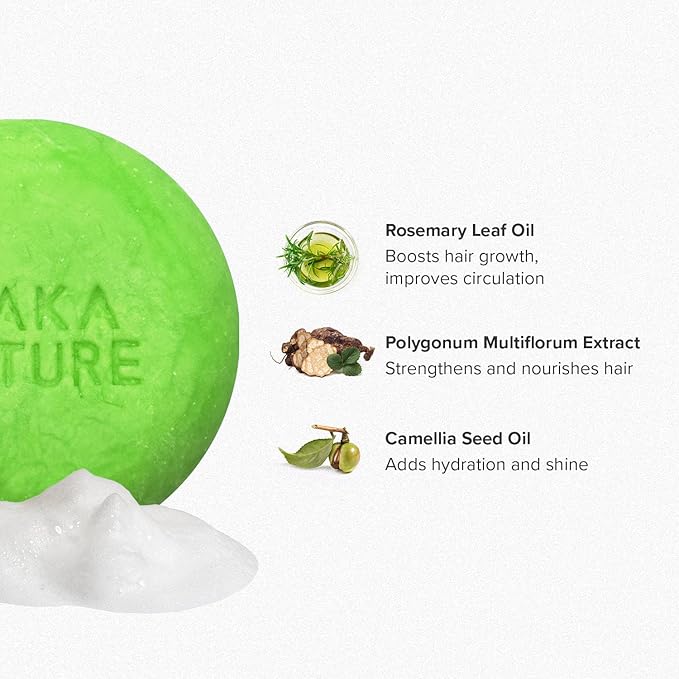 Maka Nature Rosemary Shampoo Bar for Sensitive Scalp, Gentle Solid Shampoo Bar for Balanced Scalp Care, Vegan Korean Shampoo Bar, pH Balanced Hair Care, Eco Friendly Plastic Free, 3.35 oz