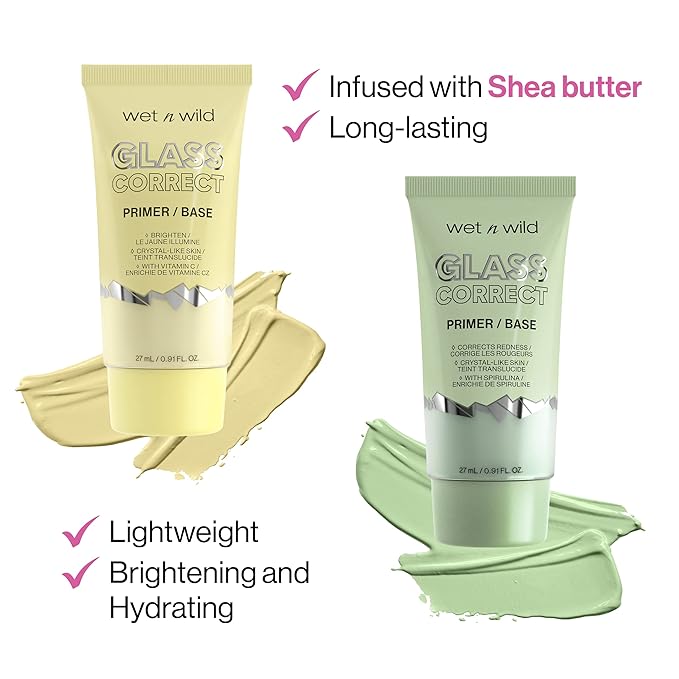 wet n wild Prime Focus Glass Skin Correct Primer, Bright Crystal Finish, Yellow (Pack of 2)