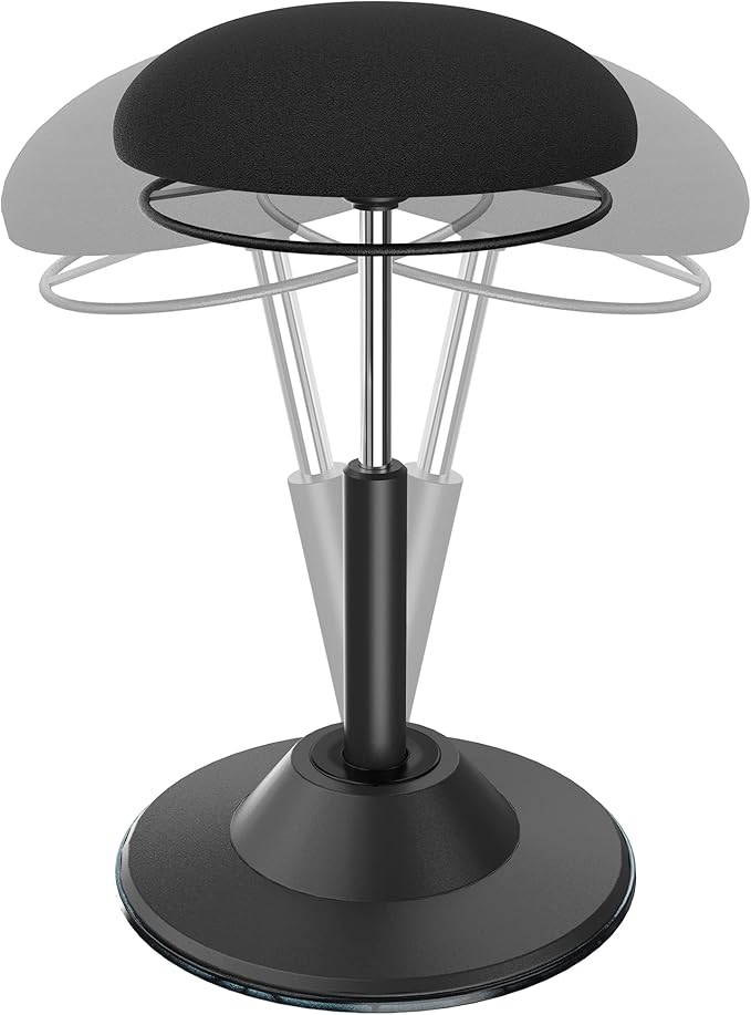 Adjustable Standing Desk Chair - Active Sitting Wobble Stool for Core Strength & Posture, 360° Swivel Leaning Perch Seat for Adults Home Office, Black