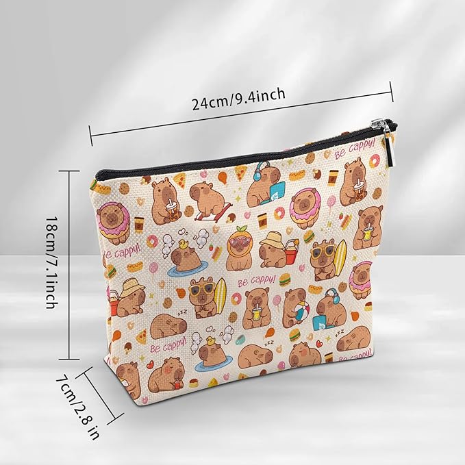 Capybara Makeup Bag, Capybara Gifts For Women, Capybaras Makeup Pouch, Travel Toiletry Bag With Zipper, Birthday Gifts For Mom Sister, Travel Toiletry Bag