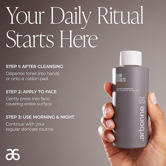 DermResults Advanced Toning Essence with Mineral Booster - Arbonne Hydrating Toner for Face - Ideal for Sensitive Skin, Pore Refining, Lightweight, Vegan Skincare - 3.4 fl. oz. (100 ml)