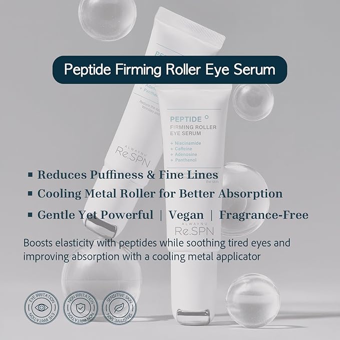 Re.SPN PHA Succinic Acid Calming Toner Pads + Re.SPN Peptide Duo - Daily Exfoliating, Hydrating and Soothing, Wrinkles & Dark Circles with Gua Sha Applicator, Vegan, Eye Peptide, Niacinamide, K-Beauty