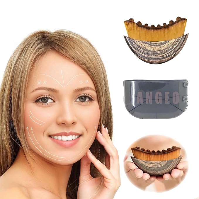 ANGEO Lymphatic Contour Face Brush – Soft Bristle Lymphatic Drainage Massager, Facial Sculpting Tool for Chin & Jawline, Gentle Lymphatic Face Brush for Daily Skincare & Spa Treatments