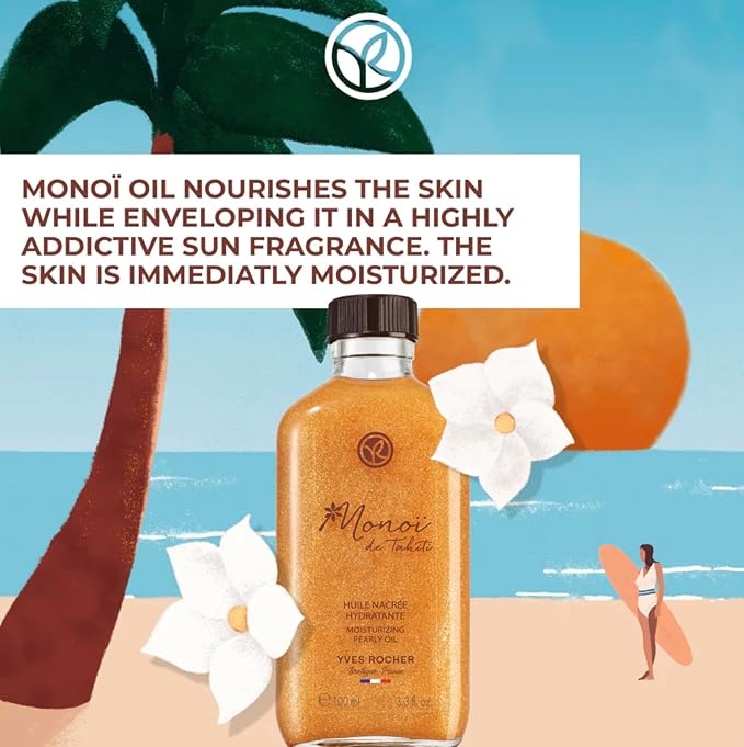 Yves Rocher Monoï de Tahiti Monoi Moisturizing Pearly Body Shimmering Oil Summer Collection 100 ml./3.3 fl.oz.
