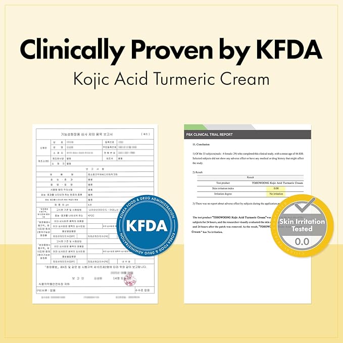 TOSOWOONG Kojic Acid Turmeric Cream, 99% Purity Kojic Acid 7,000ppm, 660,941ppm Turmeric, Dark Spot Corrector Capsule for Hyperpigmentation & Even Skin Tone Care, Korean Skincare, 50ml / 1.69 fl. oz.
