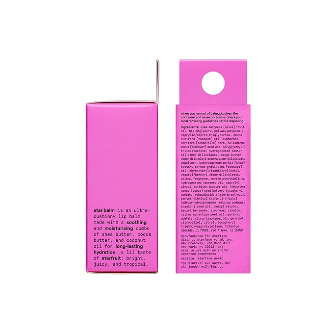 Starface Star Balm Starfruit, Hydrating Lip Moisturizer with Shea Butter, Cocoa Butter, and Coconut Oil, Juicy Starfruit Flavor, (0.15 oz, 2 Pack)