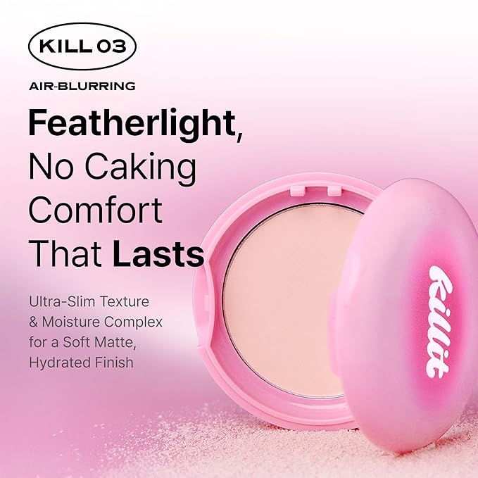 Killit Powder Pact 01 Ivory – Lightweight Compact for Smooth and Natural Finish, Pore-Blurring and Moisture-Balancing Formula – 9 g/Made in Korea