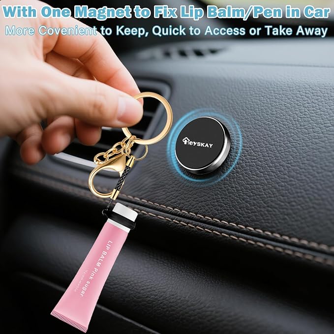 HEYSKAY Lip Balm Holder, Lipgloss Holder Keychain Cap Compatible with Chapstick,Summer Fridays,NIVEA,Stocking Stuffers Gifts