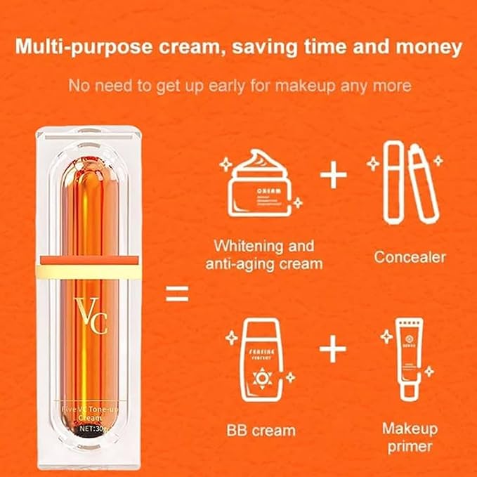 Five Vitamin C Natural Makeup Cream - Swarous Multi-VC Natural Makeup Cream, Swarous Vitamin C Makeup Tone up Cream Korean, Five Vitamin C Tone-Up Cream, Moisturizing Face Cream BB Cream (5 PCS)