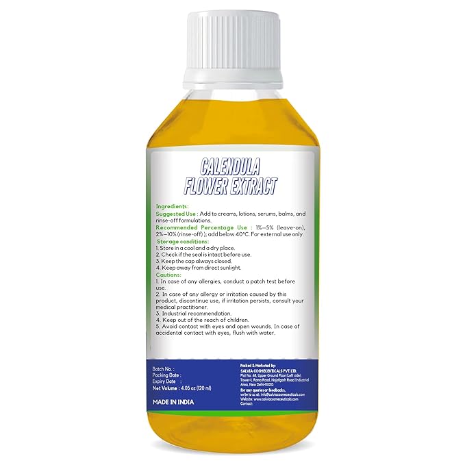 MYOC Calendula Flower Liquid Extract | Cosmetic Grade Botanical Ingredient | Non-Edible | Herbal Extract for DIY Skincare & Haircare | 120ml / 4.05 Fl Oz